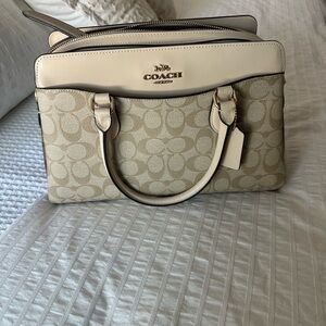Coach Beige and Cream Signature Satchel